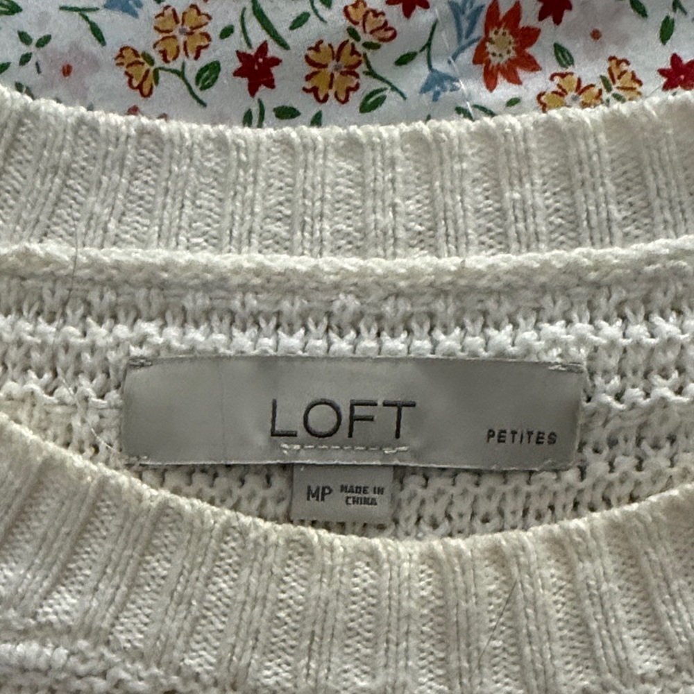 LOFT Ivory Ribbed Sweater - Picture 2 of 2